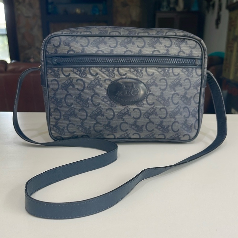 Rare Authentic Celine CC Logo Navy Vintage Shoulder Bag - Picture 12 of 16